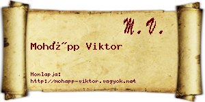 Mohápp Viktor névjegykártya
